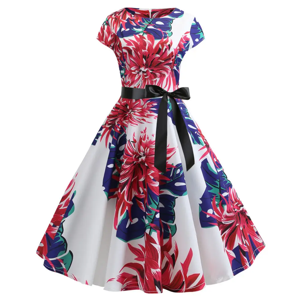 Note Print Waist Dress Blue Summer 2019 - Image 3