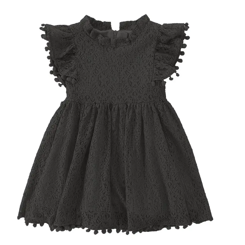 Girls Lace Flying Sleeve Dress Pink Children's Skirt - Image 4