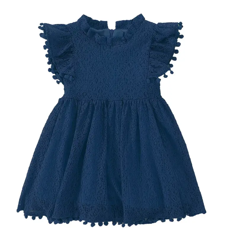 Girls Lace Flying Sleeve Dress Pink Children's Skirt - Image 5