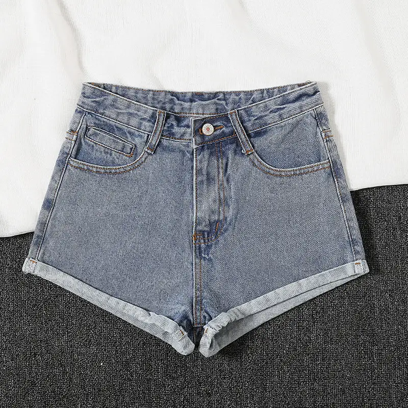 High Waist Denim Shorts Women Summer Light Blue - Image 4