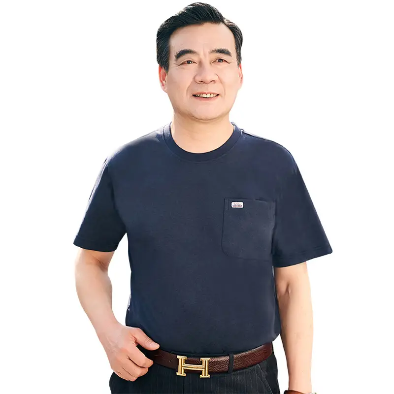 Men Navy Cotton Pocket T-Shirt Plus Size Summer - Image 7