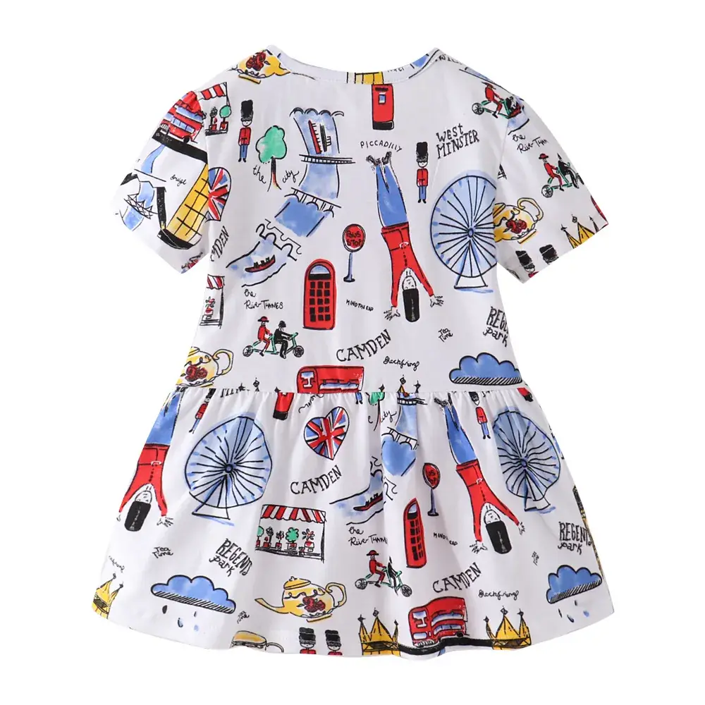 Summer Cartoon Princess Dress for Girls European American Print - Image 2