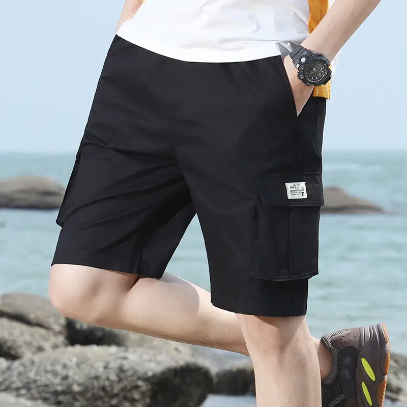 Men's Black Cargo Shorts with 4 Pockets Summer Wear - Image 10
