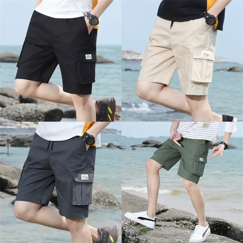 Men's Black Cargo Shorts with 4 Pockets Summer Wear - Image 12