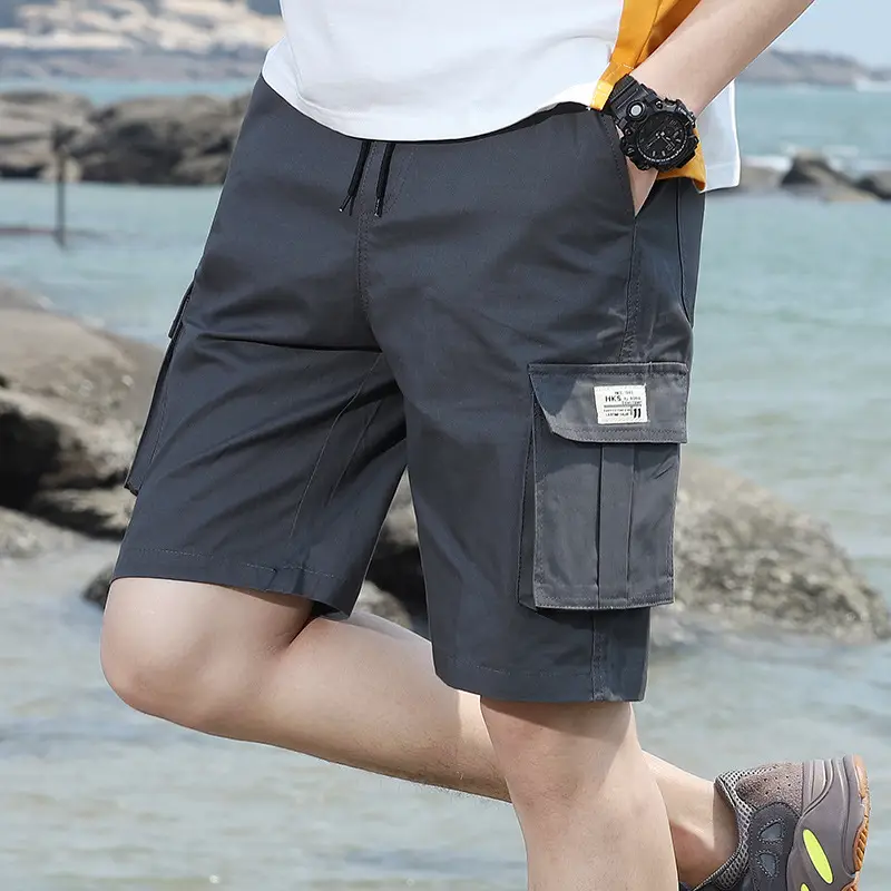 Men's Black Cargo Shorts with 4 Pockets Summer Wear - Image 2