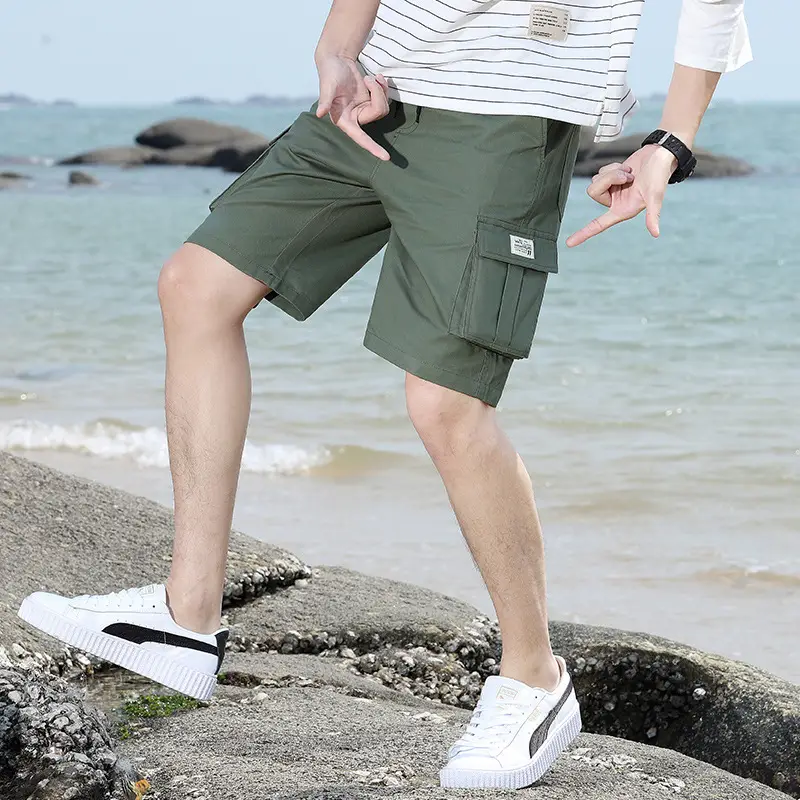 Men's Black Cargo Shorts with 4 Pockets Summer Wear - Image 4
