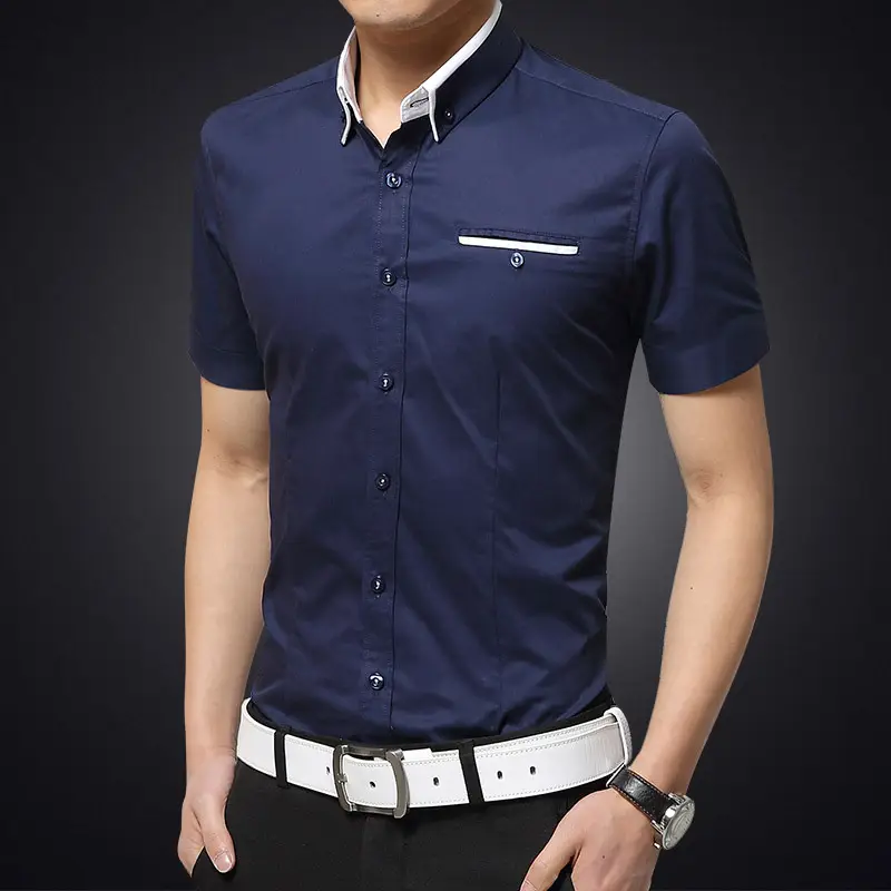 Men's 2021 Summer Slim Fit Shirt Multi-color Optional - Image 3