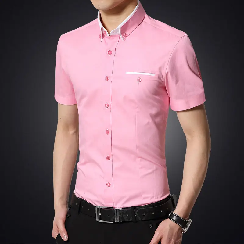 Men's 2021 Summer Slim Fit Shirt Multi-color Optional - Image 5