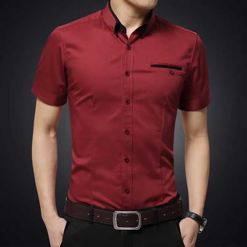 Men's 2021 Summer Slim Fit Shirt Multi-color Optional - Image 6
