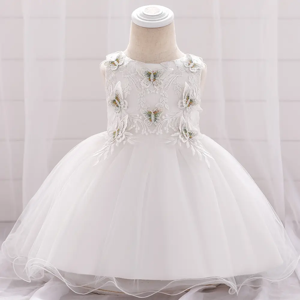 Blue Butterfly Embroidered Baby Dress for Girls One Year - Image 8