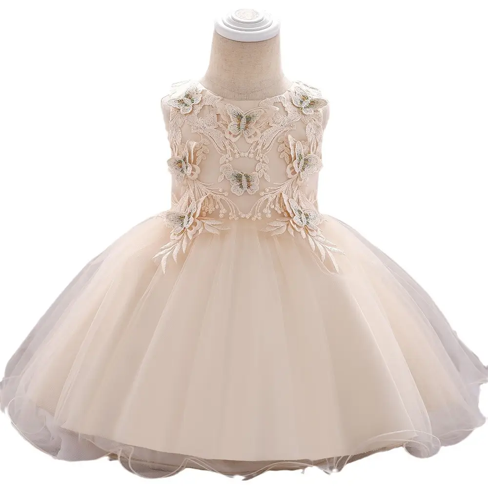 Blue Butterfly Embroidered Baby Dress for Girls One Year - Image 9
