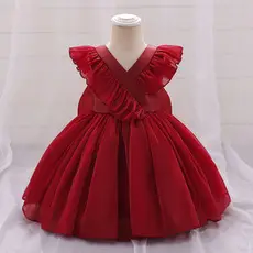 Blue Butterfly Embroidered Baby Dress for Girls One Year — feature 3