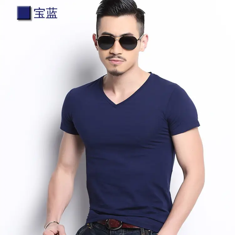 Men's Navy Blue Slim Fit T-Shirt Large Size - Image 10