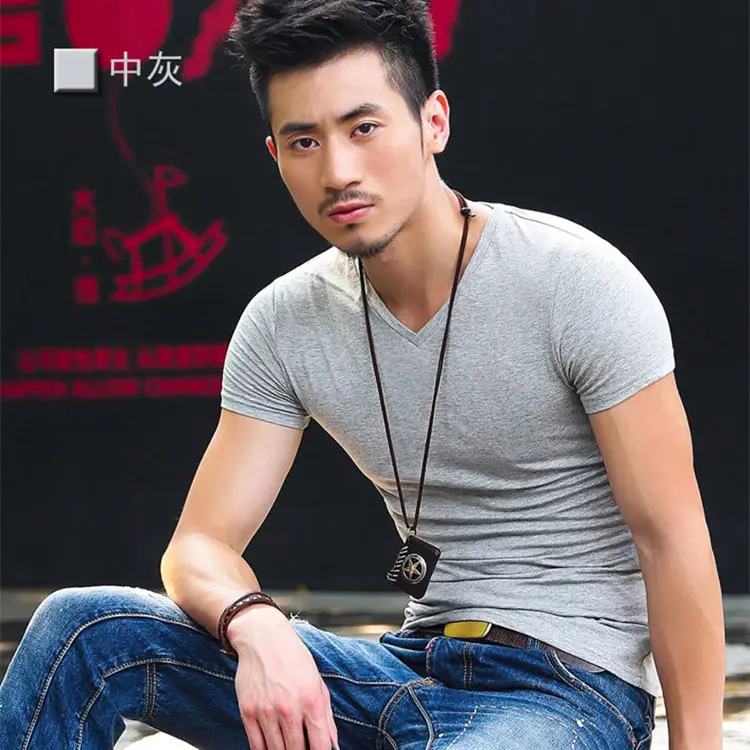 Men's Navy Blue Slim Fit T-Shirt Large Size - Image 8
