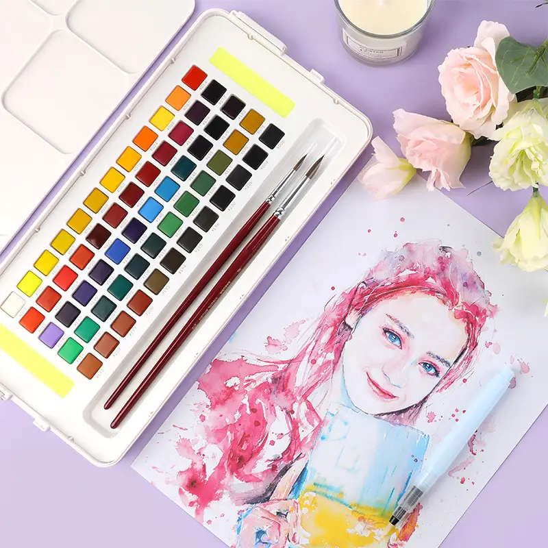 Japanese Sakura Solid Watercolor Pigment 24 Colors 36 Colors 48 Colors Art Special Terrence Solid Watercolor for Beginners