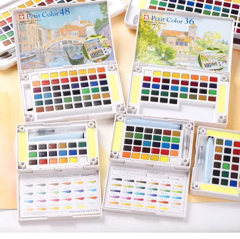 Japanese Sakura Solid Watercolor Pigment 24 Colors 36 Colors 48 Colors Art Special Terrence Solid Watercolor for Beginners — feature 15