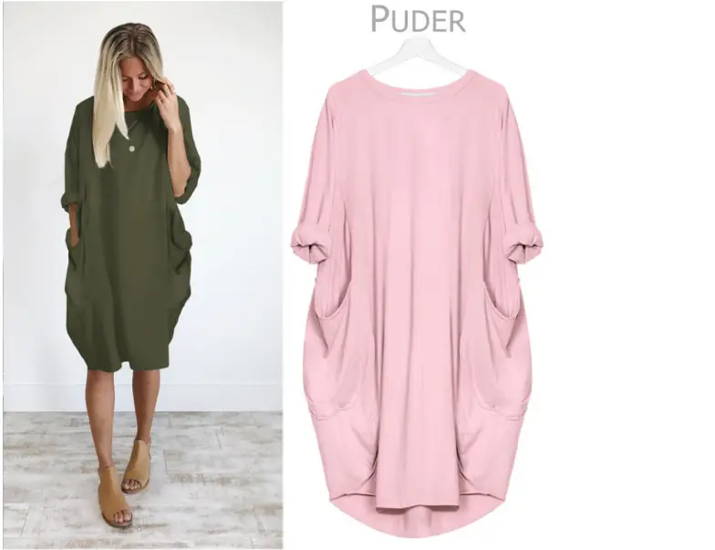 Women's Maroon Loose Sleeve Plus Size Dress