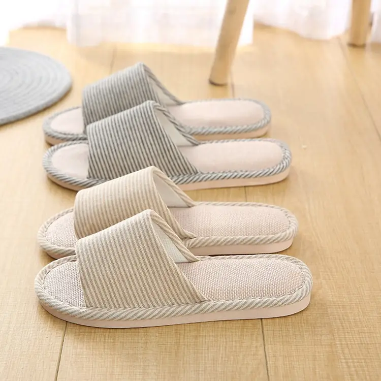 Factory direct supply indoor slippers wooden floor home slippers men and women lovers slippers linen slippers wholesale - Image 6