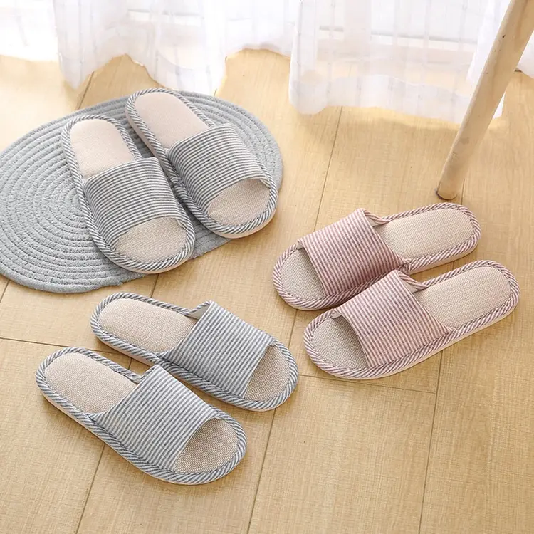 Factory direct supply indoor slippers wooden floor home slippers men and women lovers slippers linen slippers wholesale - Image 7