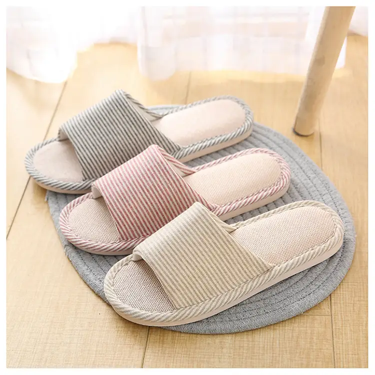 Factory direct supply indoor slippers wooden floor home slippers men and women lovers slippers linen slippers wholesale - Image 8