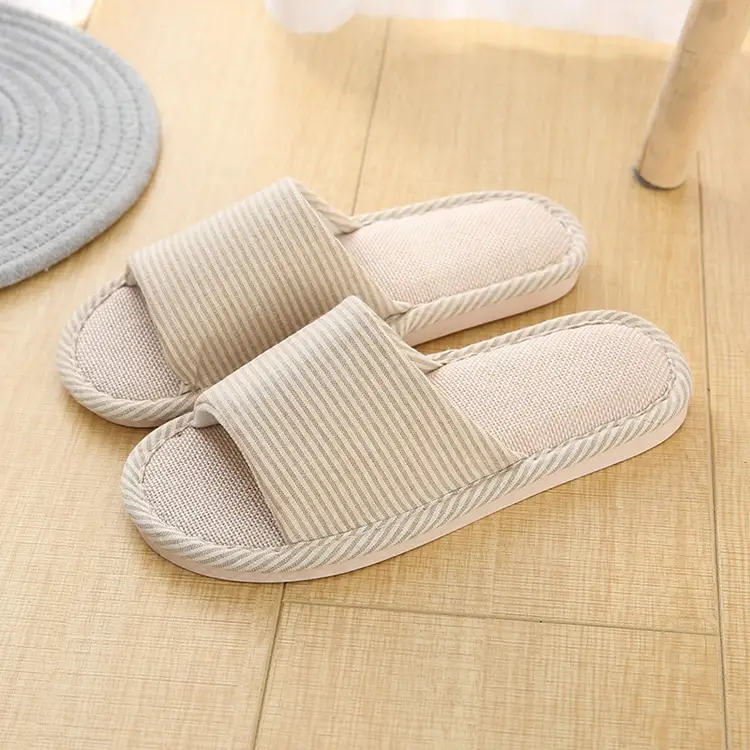 Factory direct supply indoor slippers wooden floor home slippers men and women lovers slippers linen slippers wholesale - Image 2