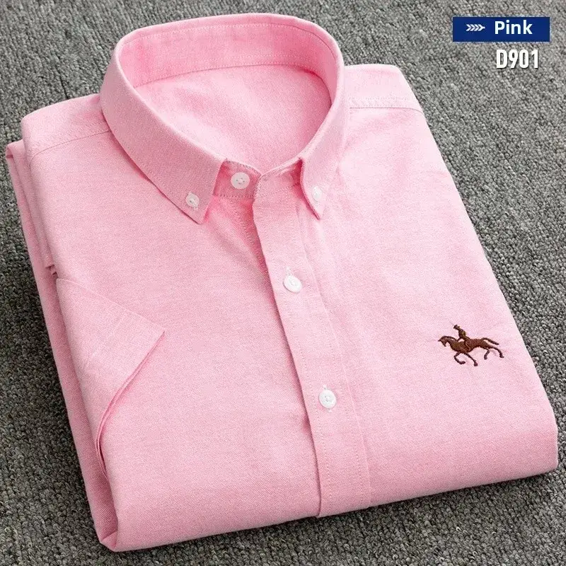 Men's White Cotton Slim Fit Oxford Shirt with Horse Embroidery - Image 22