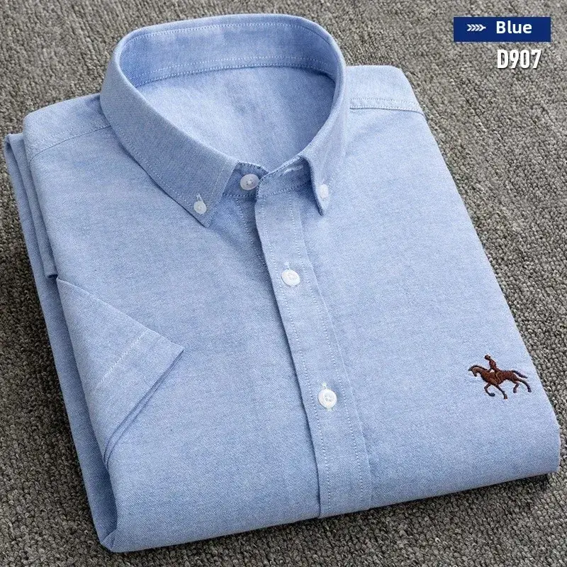 Men's White Cotton Slim Fit Oxford Shirt with Horse Embroidery - Image 28
