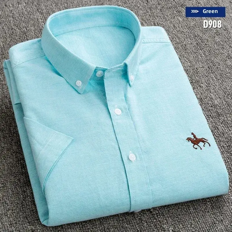 Men's White Cotton Slim Fit Oxford Shirt with Horse Embroidery - Image 4