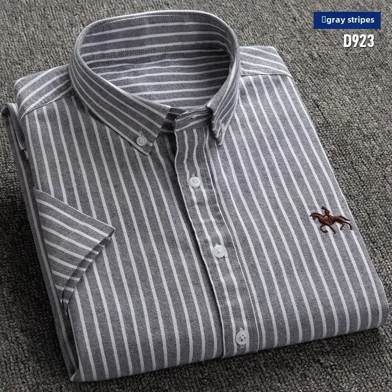 Men's White Cotton Slim Fit Oxford Shirt with Horse Embroidery - Image 65