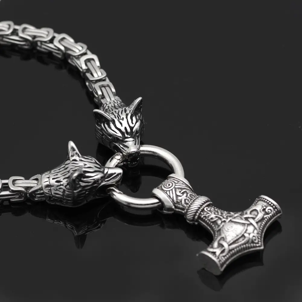 Nordic Viking Wolf Head Chain Pendant for Men - Image 4