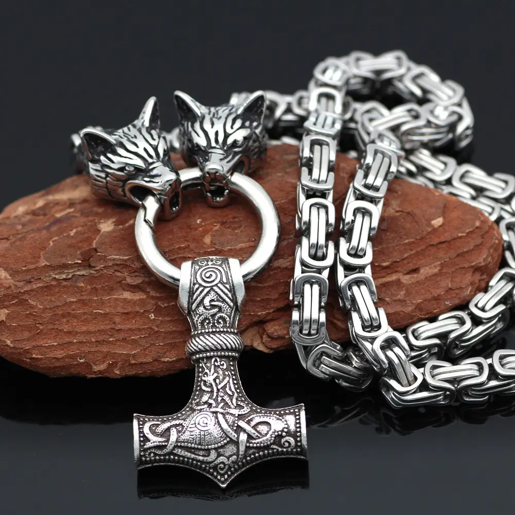 Nordic Viking Wolf Head Chain Pendant for Men — feature 12