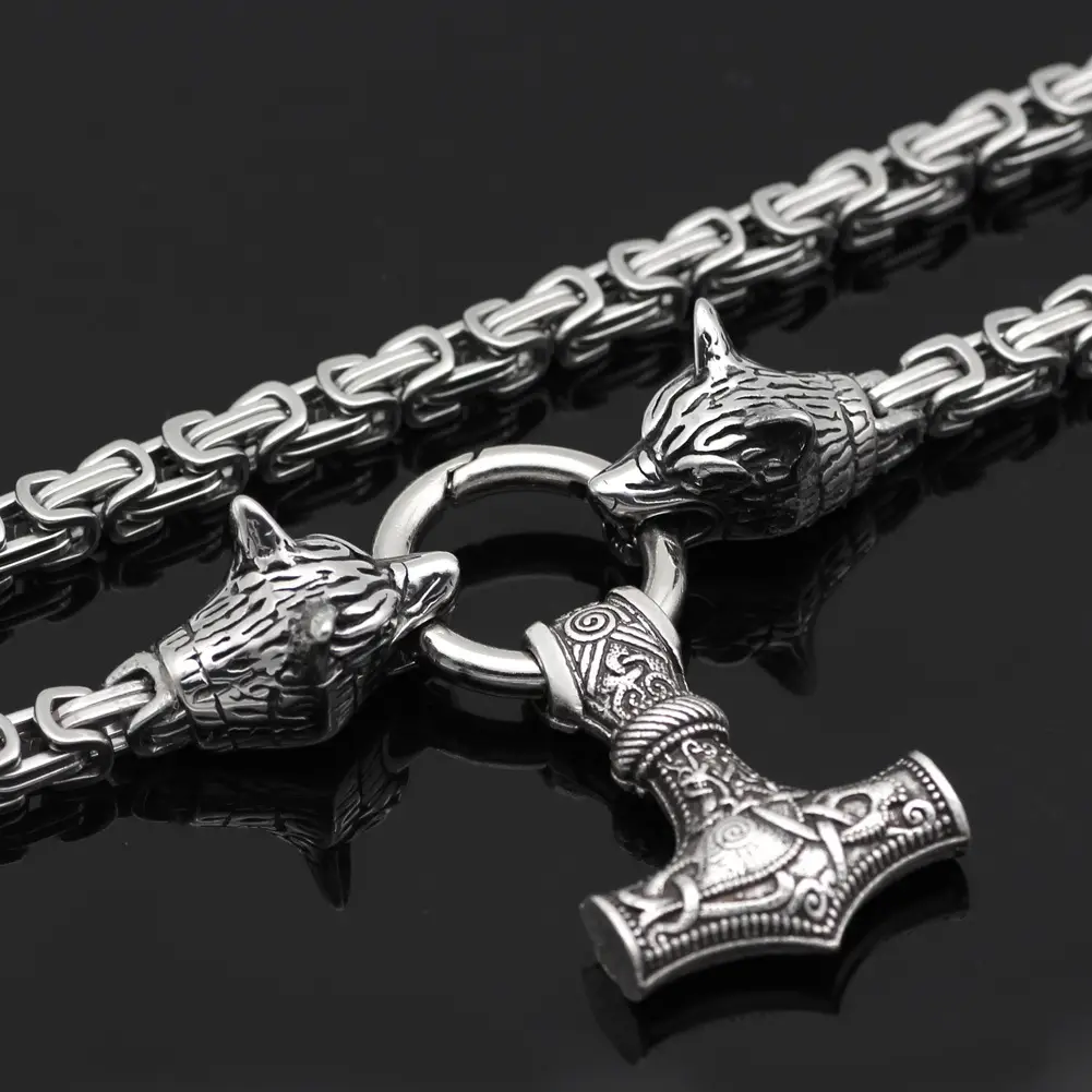Nordic Viking Wolf Head Chain Pendant for Men — feature 15