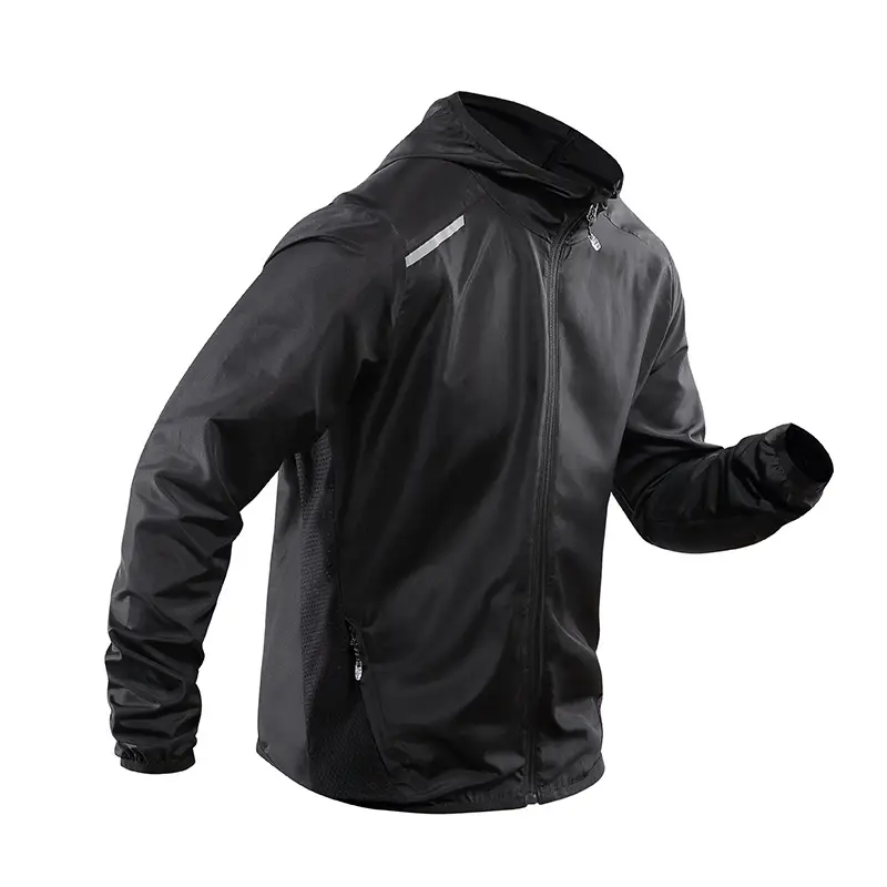 Men Windproof Hooded Sun Protection Suit Black - Image 8