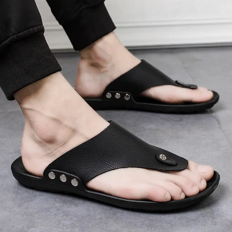 Black EVA Cross-Body Sandals for Men Summer