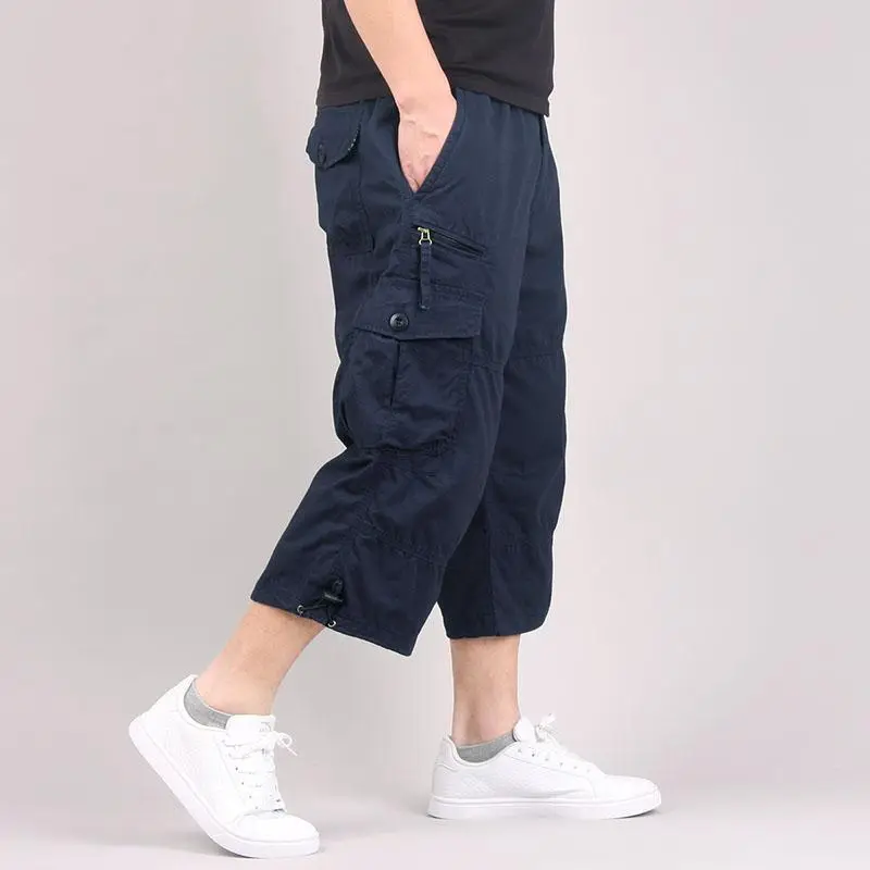 Men's Navy Blue Multi-Pocket Cargo Pants - Image 6