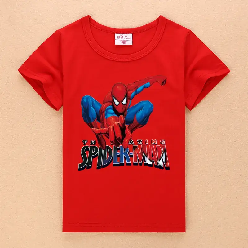 Blue Spider-Man Kids T-Shirt Short Sleeve Summer - Image 4