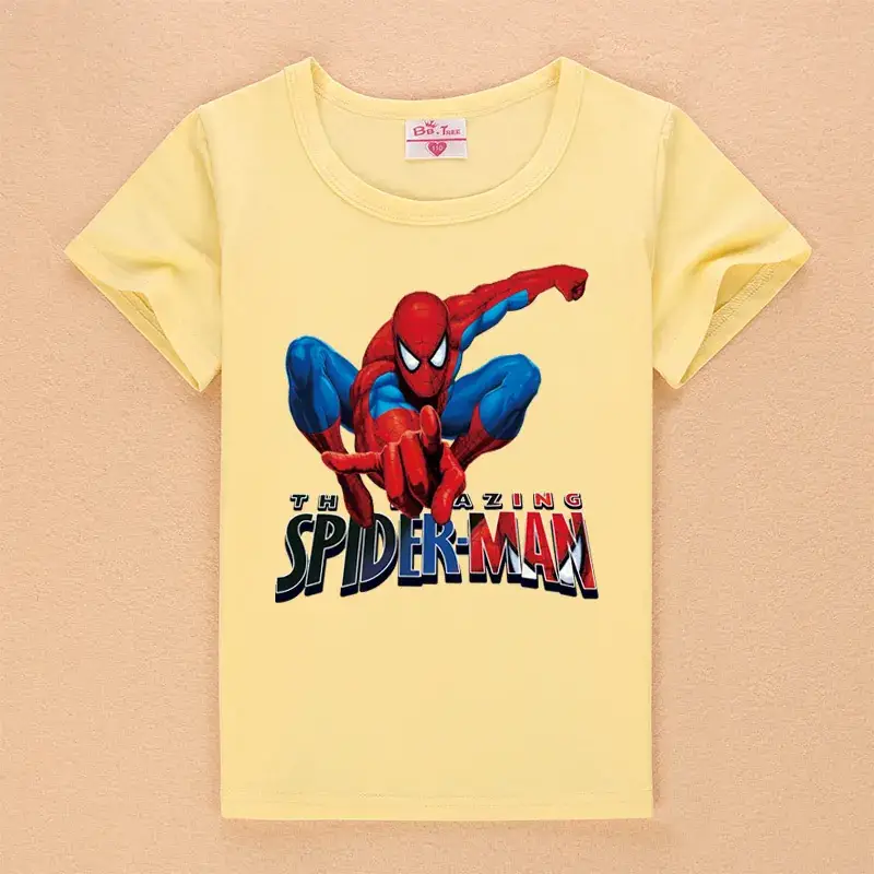 Blue Spider-Man Kids T-Shirt Short Sleeve Summer - Image 6