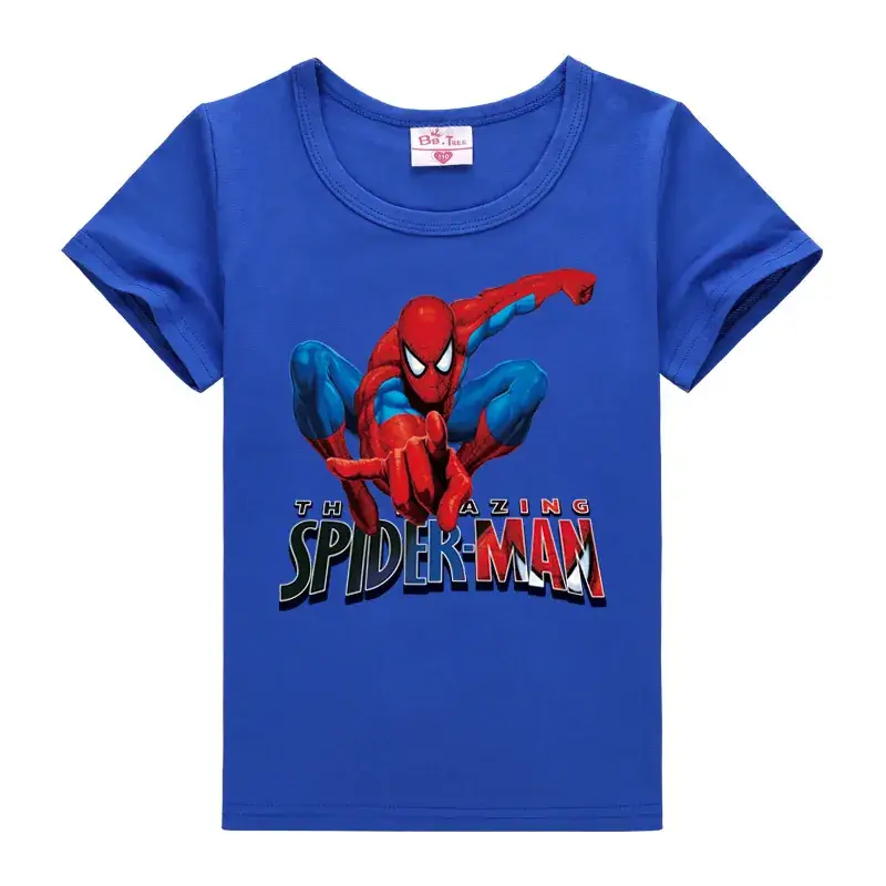 Blue Spider-Man Kids T-Shirt Short Sleeve Summer - Image 8