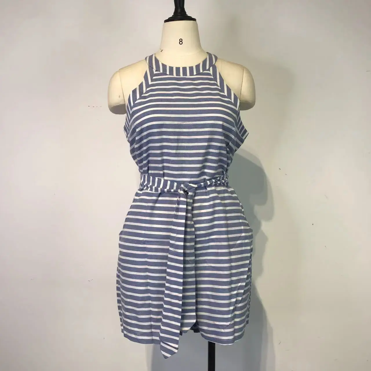 Striped Belted Jumpsuit Set for Women Summer Wear