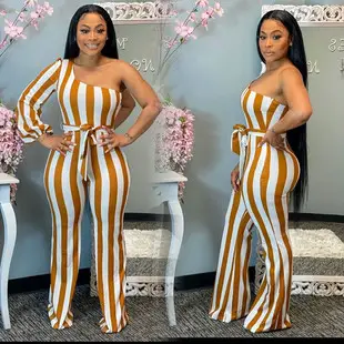 Striped Belted Jumpsuit Set for Women Summer Wear — feature 36
