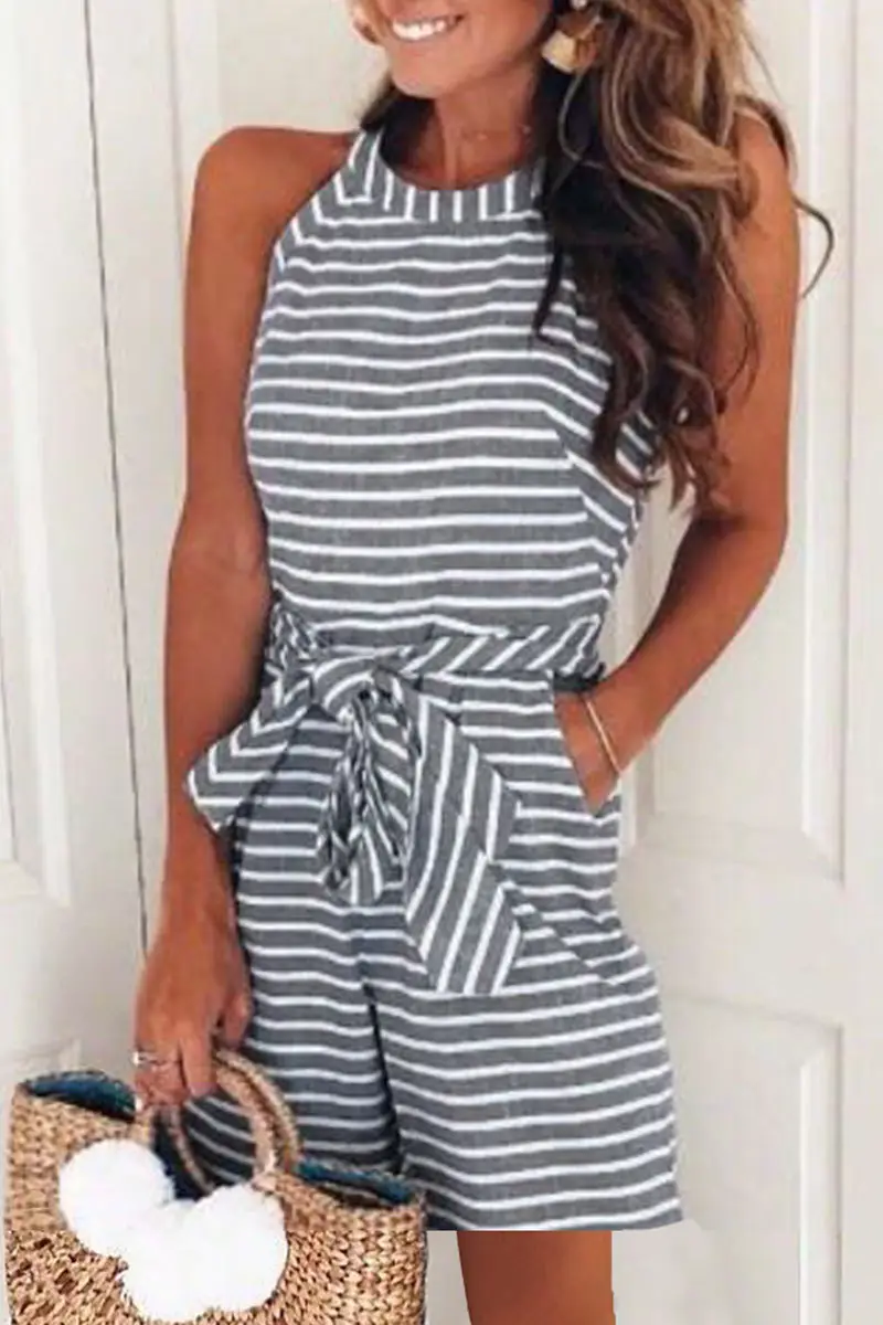 Striped Belted Jumpsuit Set for Women Summer Wear — feature 81