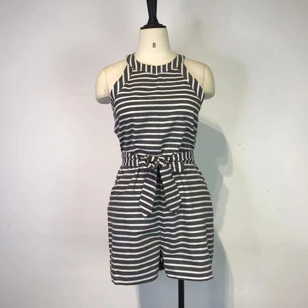 Striped Belted Jumpsuit Set for Women Summer Wear — feature 89