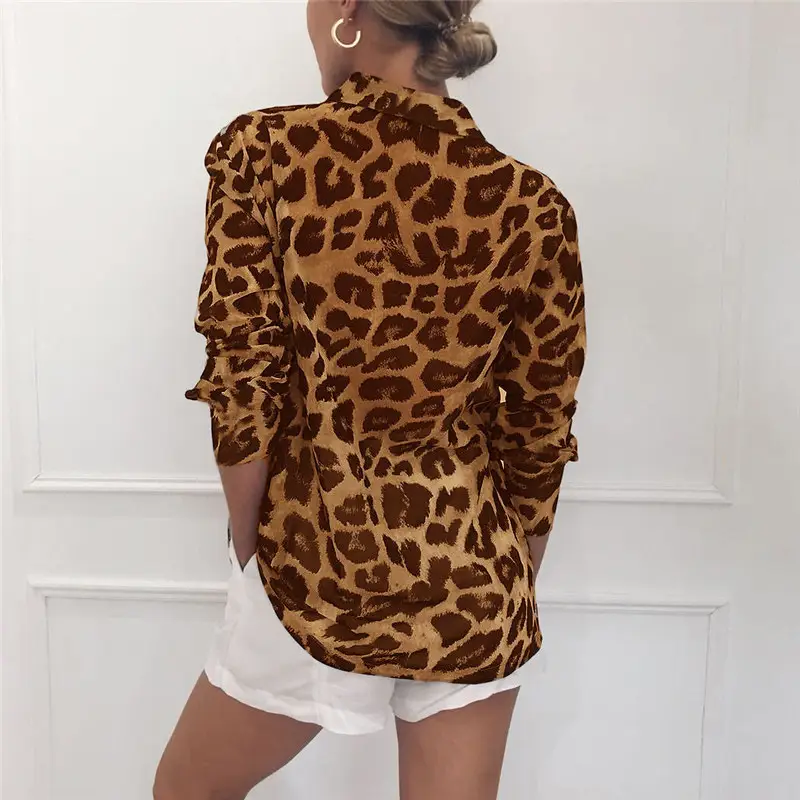 2020 Leopard Print Chiffon Long Sleeve Women Shirt - Image 2