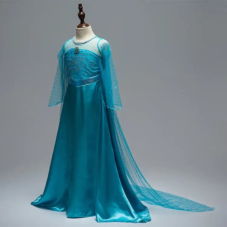 Blue Long Sleeve Stage Dress for Girls - Image 2