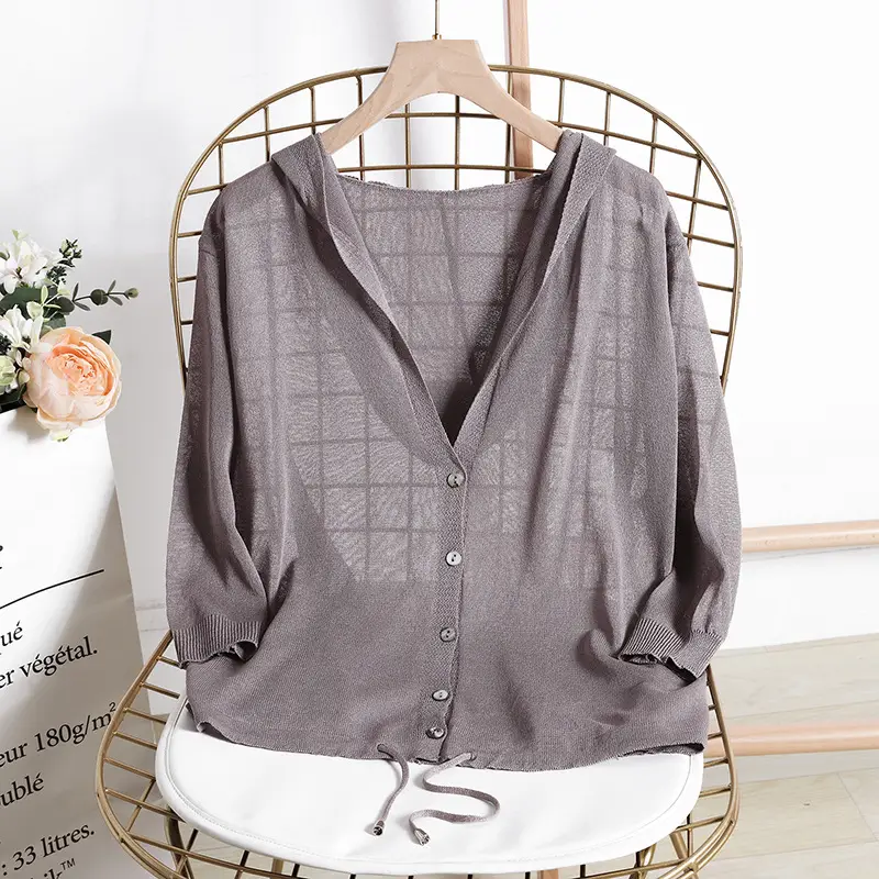 2023 Linen Knitted Hooded Sunscreen Shawl Women - Image 6