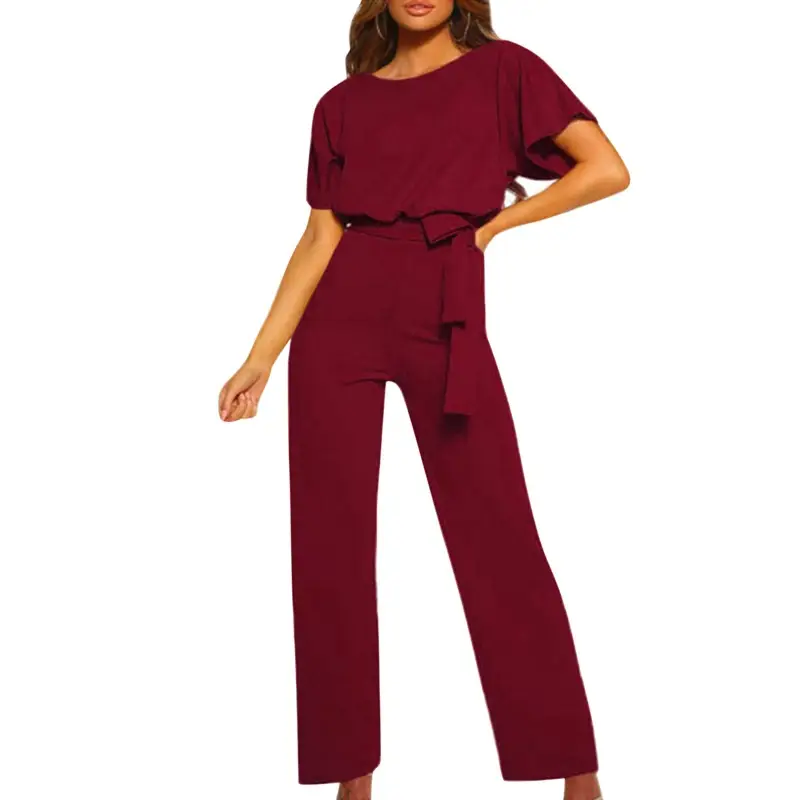 Red Button Lace-Up 2-Piece Women's Set - Image 14