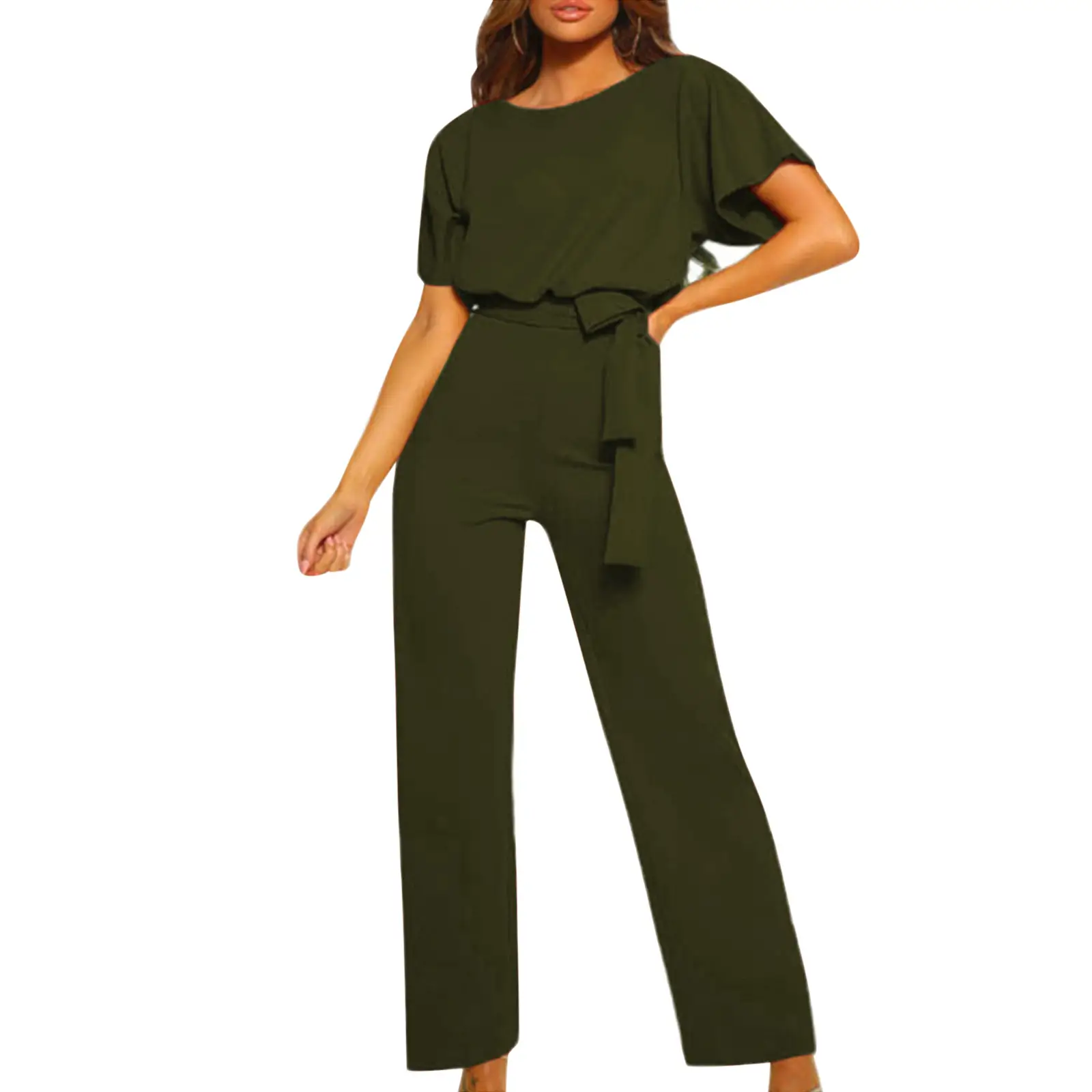 Red Button Lace-Up 2-Piece Women's Set - Image 15