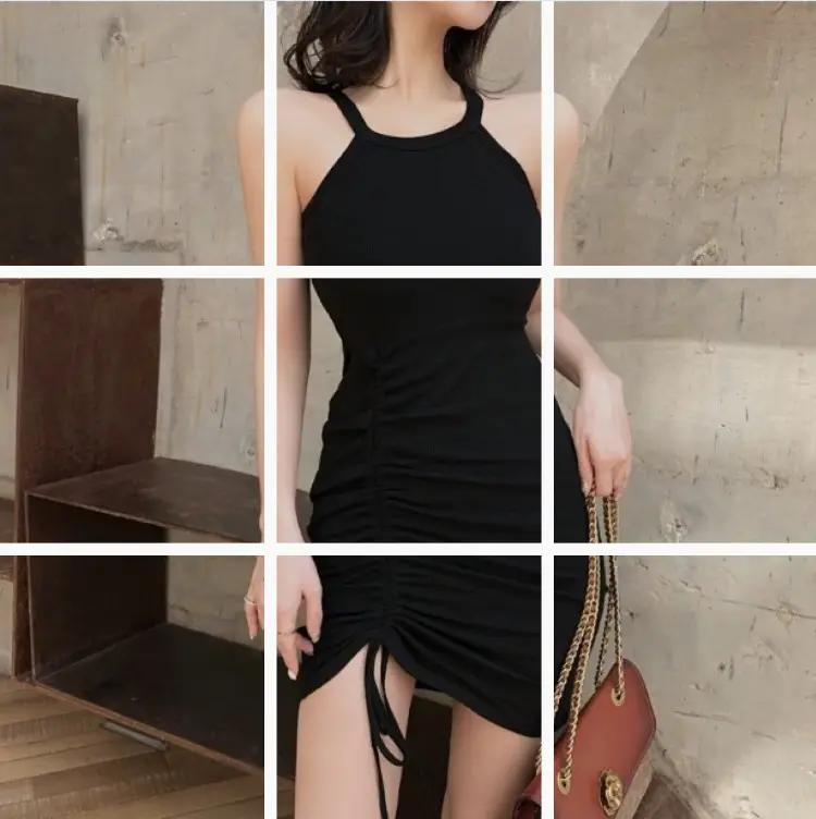 Elegant Slim Neck Sleeveless Backless Skirt All Match
