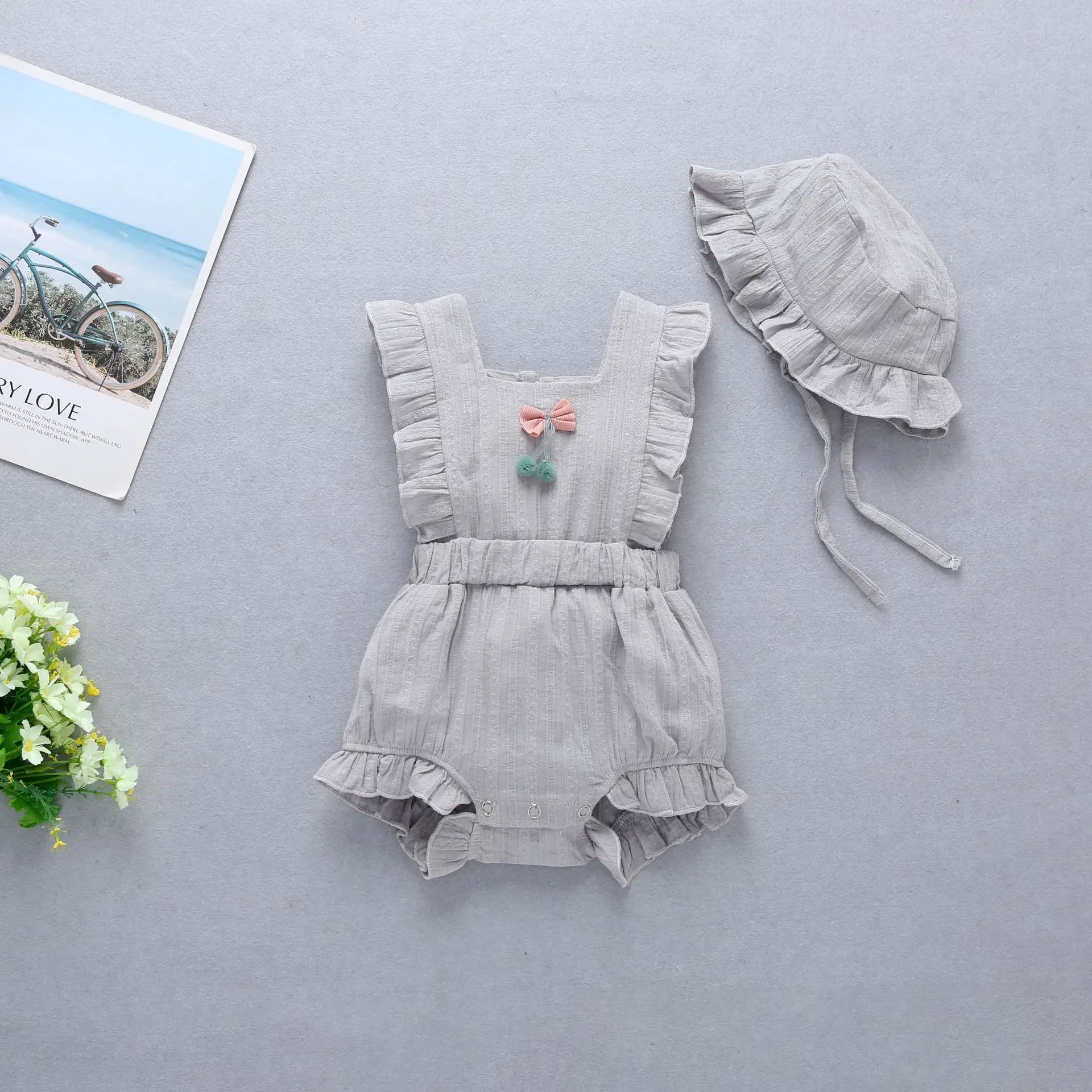 Newborn Baby Jumpsuit Set Summer Colors Racerback Romper - Image 2