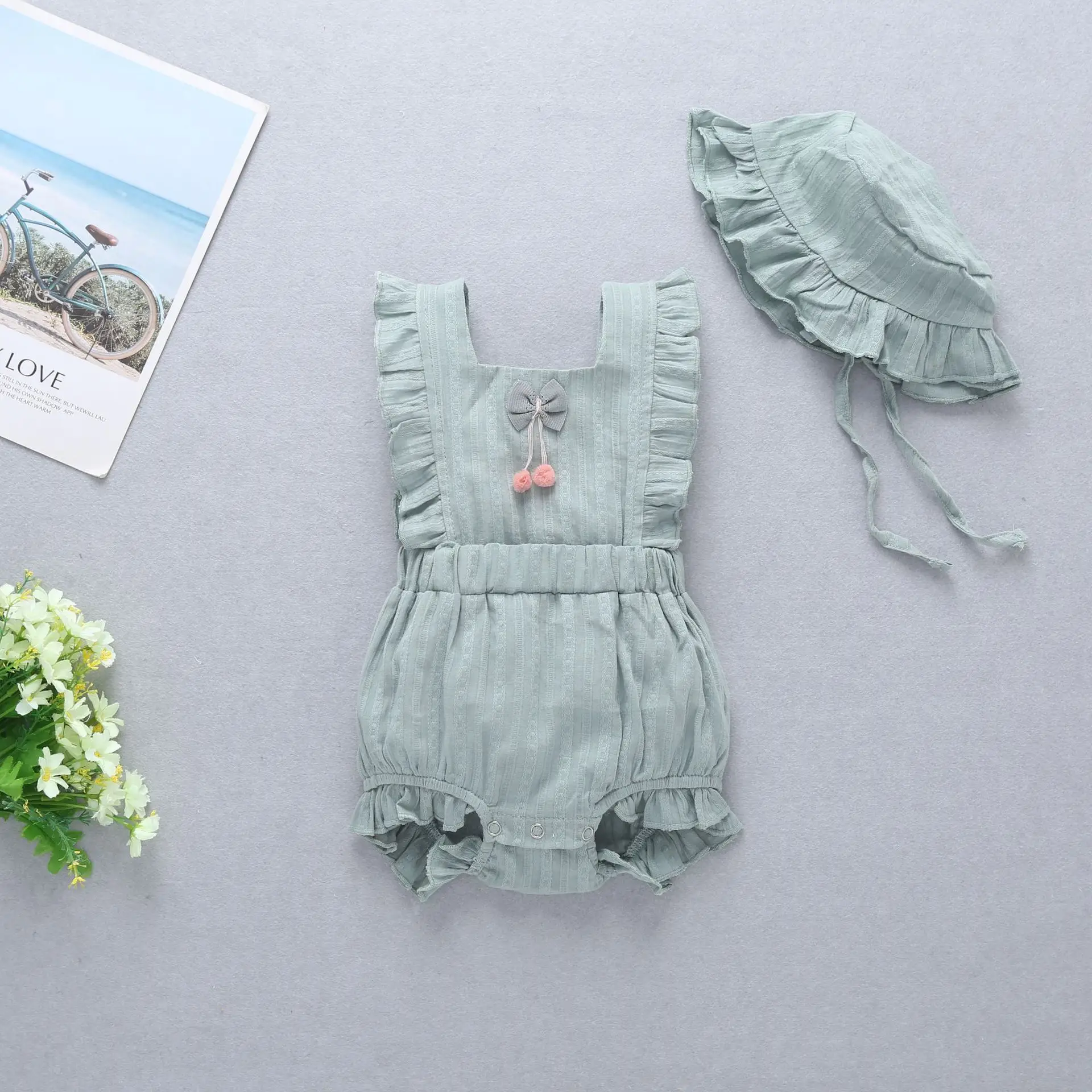 Newborn Baby Jumpsuit Set Summer Colors Racerback Romper - Image 3